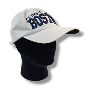 PROPETY OF CITY BOSTON  Embroidered 3D Strap Back Adjustable White/Navy Hat Cap